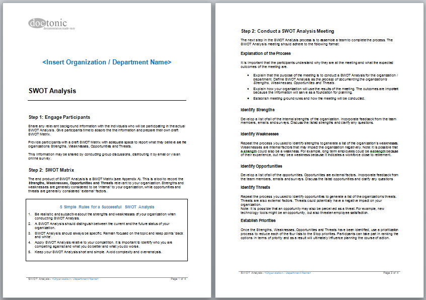 Swot Analysis Template For Word