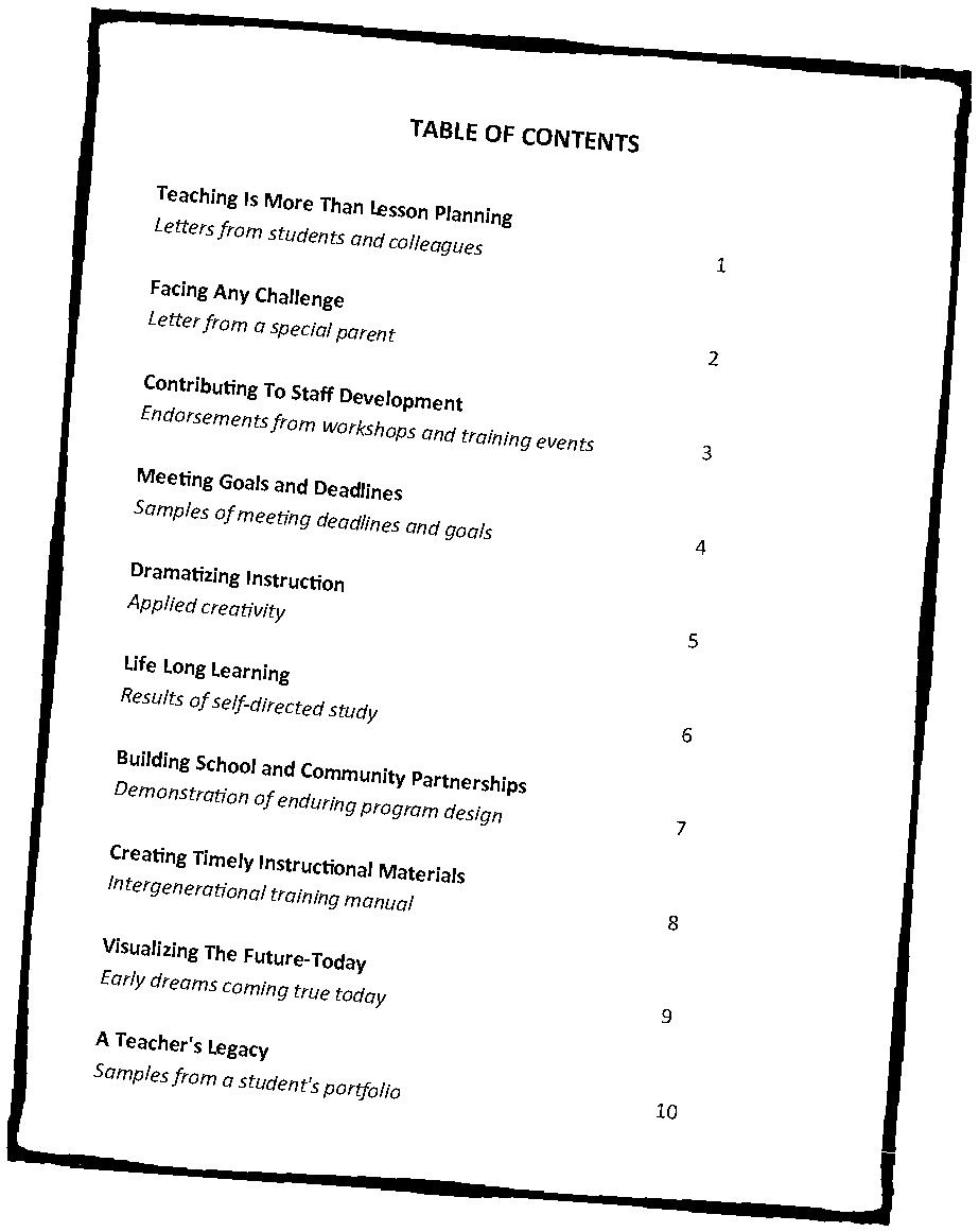 Table Of Contents Page Example