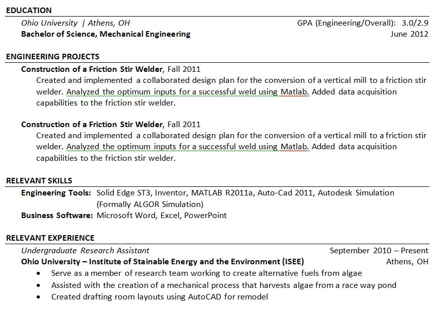 Technical Skills Resume Sample