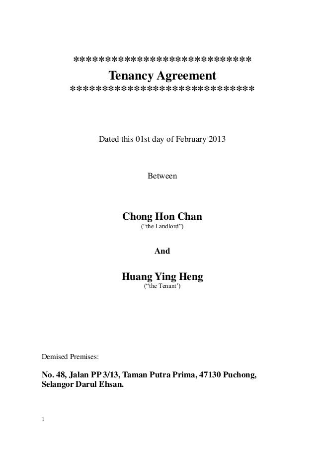 Tenancy Agreement Sample Malaysia