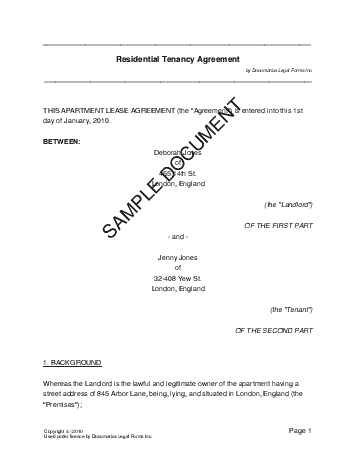 Tenancy Agreement Template Uk