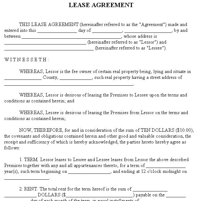 Tenancy Agreement Template Word