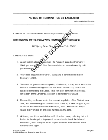 Termination Of Lease Agreement Sample