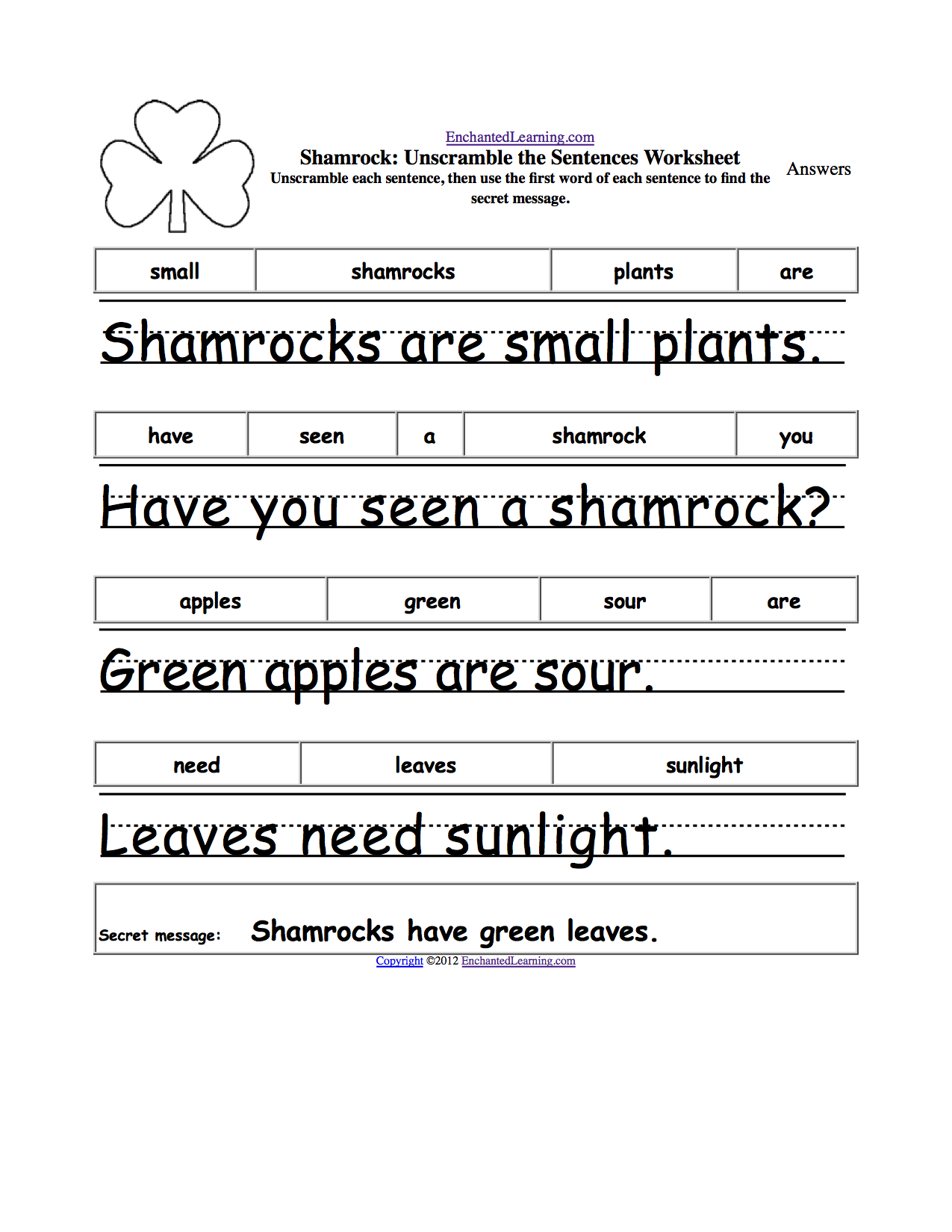 Topic Sentence Worksheets