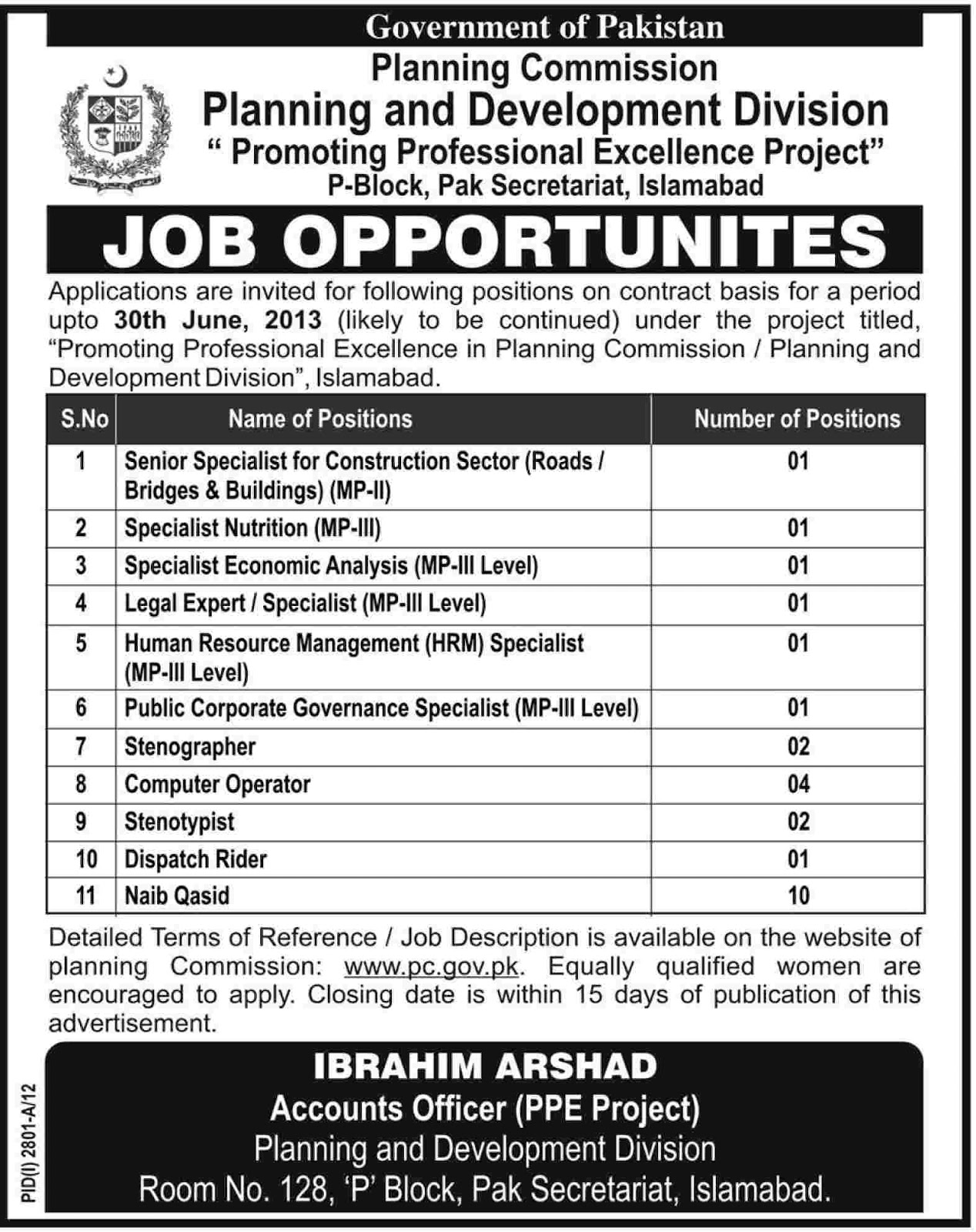 Un Jobs In Pakistan Islamabad 2012