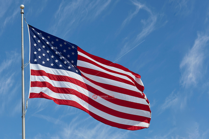 Us Flag Waving In The Wind