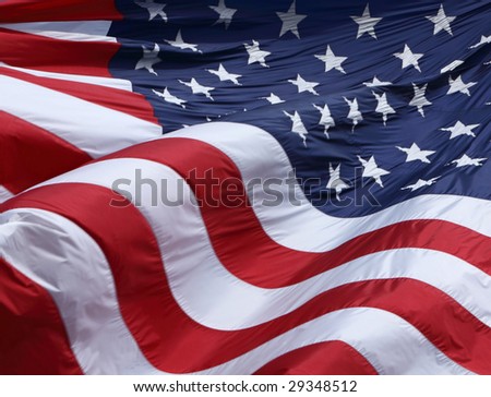 Us Flag Waving In The Wind