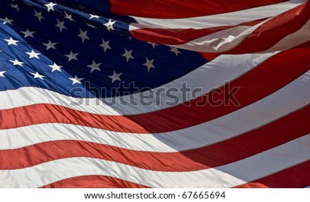 Us Flag Waving In The Wind