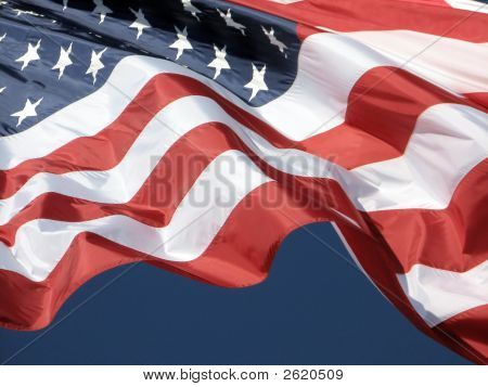 Us Flag Waving In The Wind