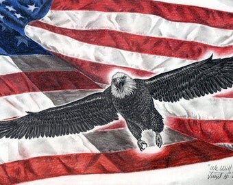 Us Flag Waving With Eagle