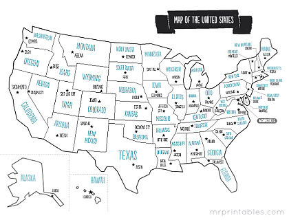 Us Map Of States And Capitals