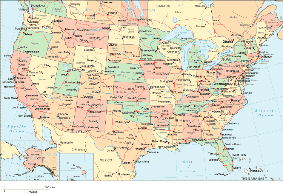 Us Map Of States And Capitals