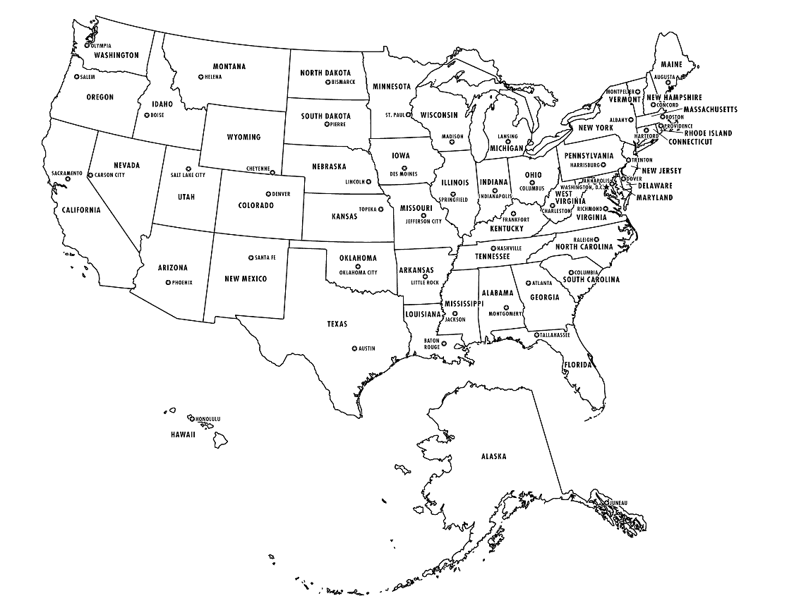 Us Map Of States And Capitals