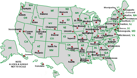 Us Map Of States And Capitals