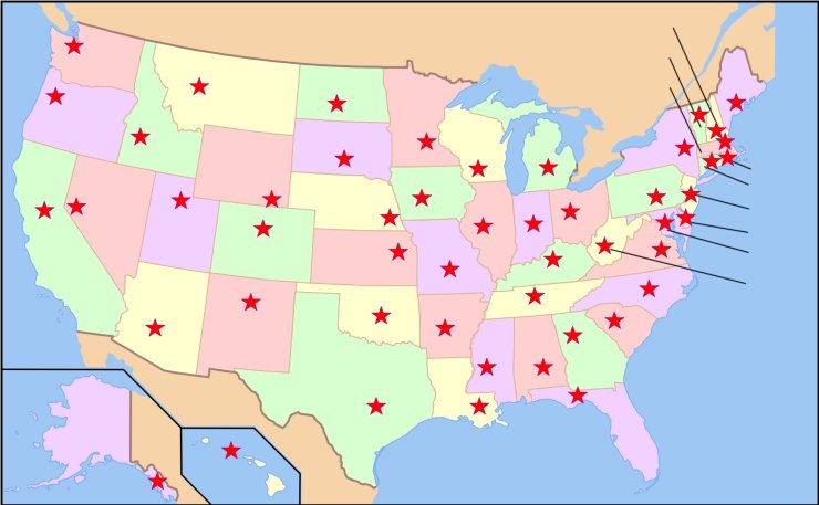 Us Map Of States And Capitals