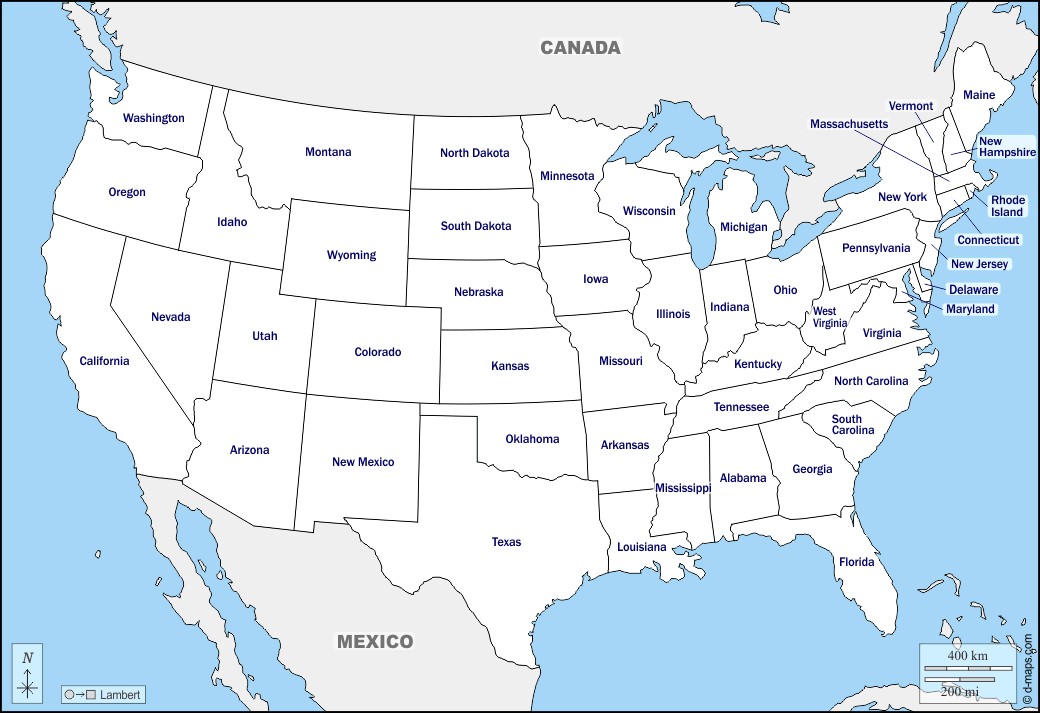 Us Map Of States Blank