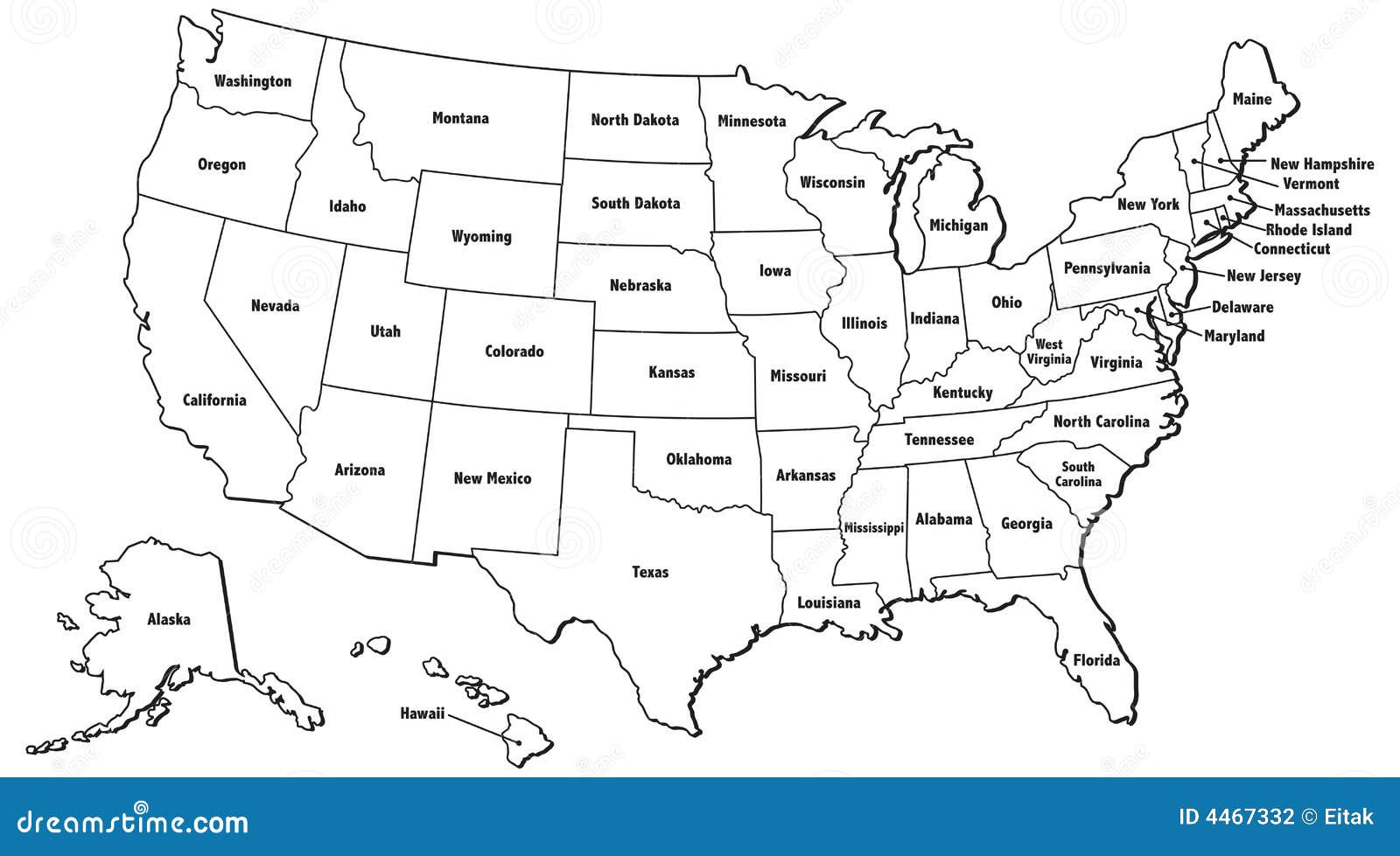 Usa Map Outline Vector