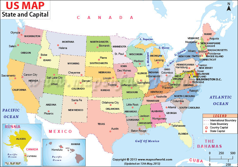 Usa Map With Capitals And Major Cities