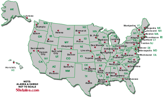 Usa Map With Capitals Only