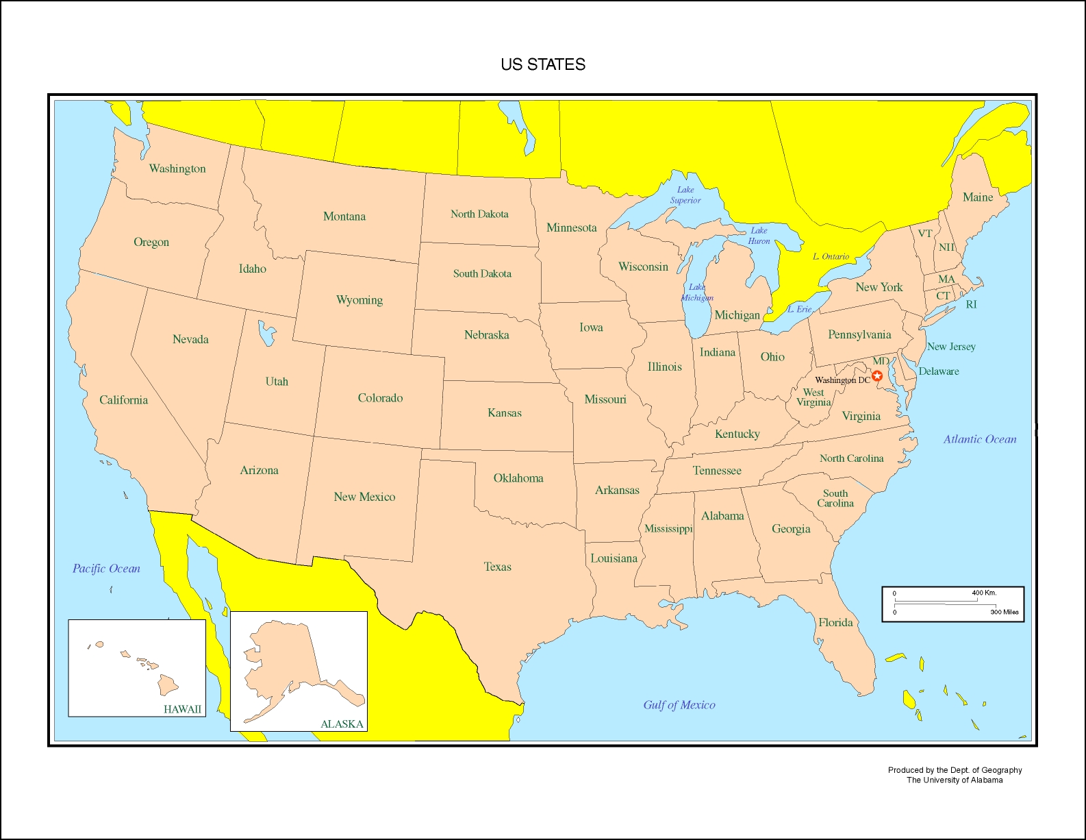 Usa Map With Capitals Only