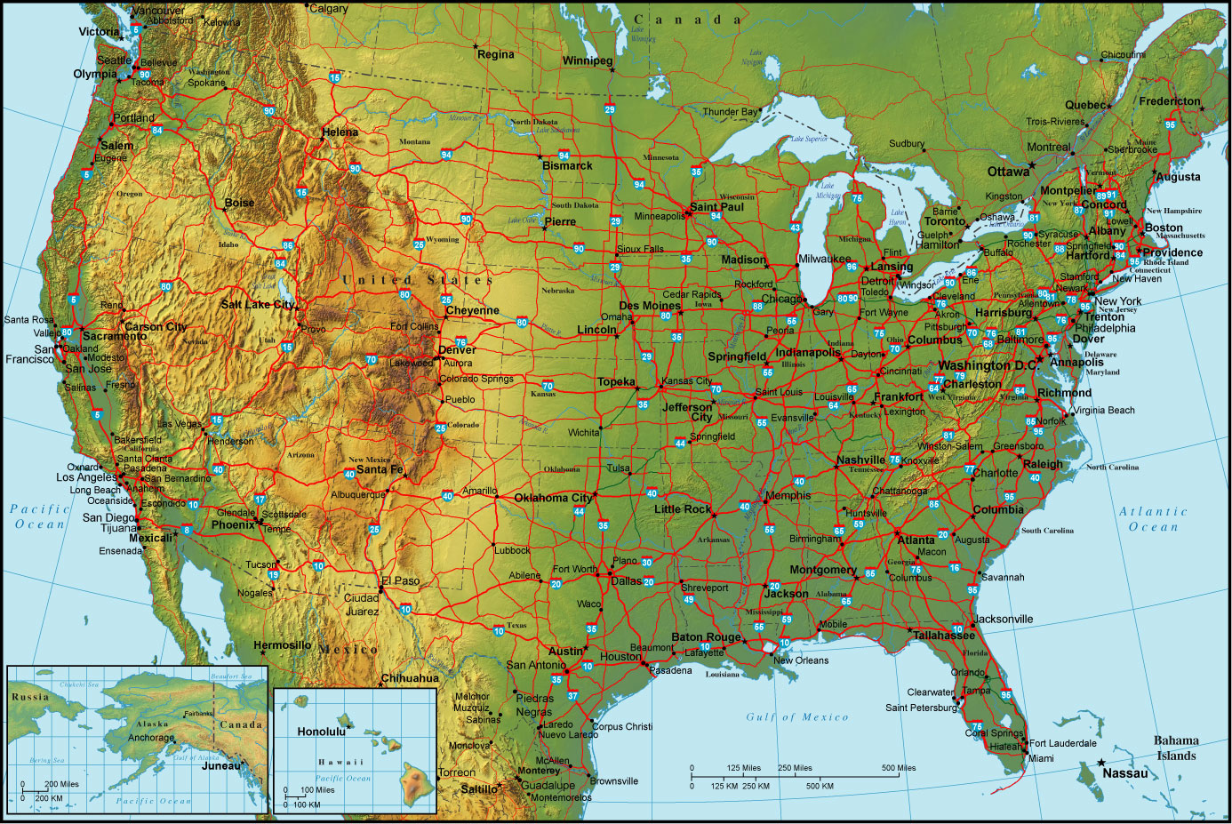 Usa Map With States And Cities