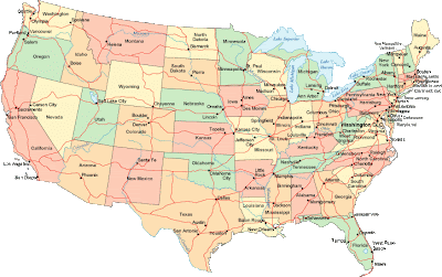 Usa Map With States And Cities