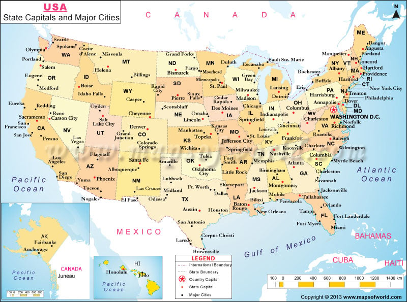 Usa Map With States And Cities