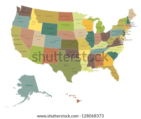 Usa Map With States And Cities Name