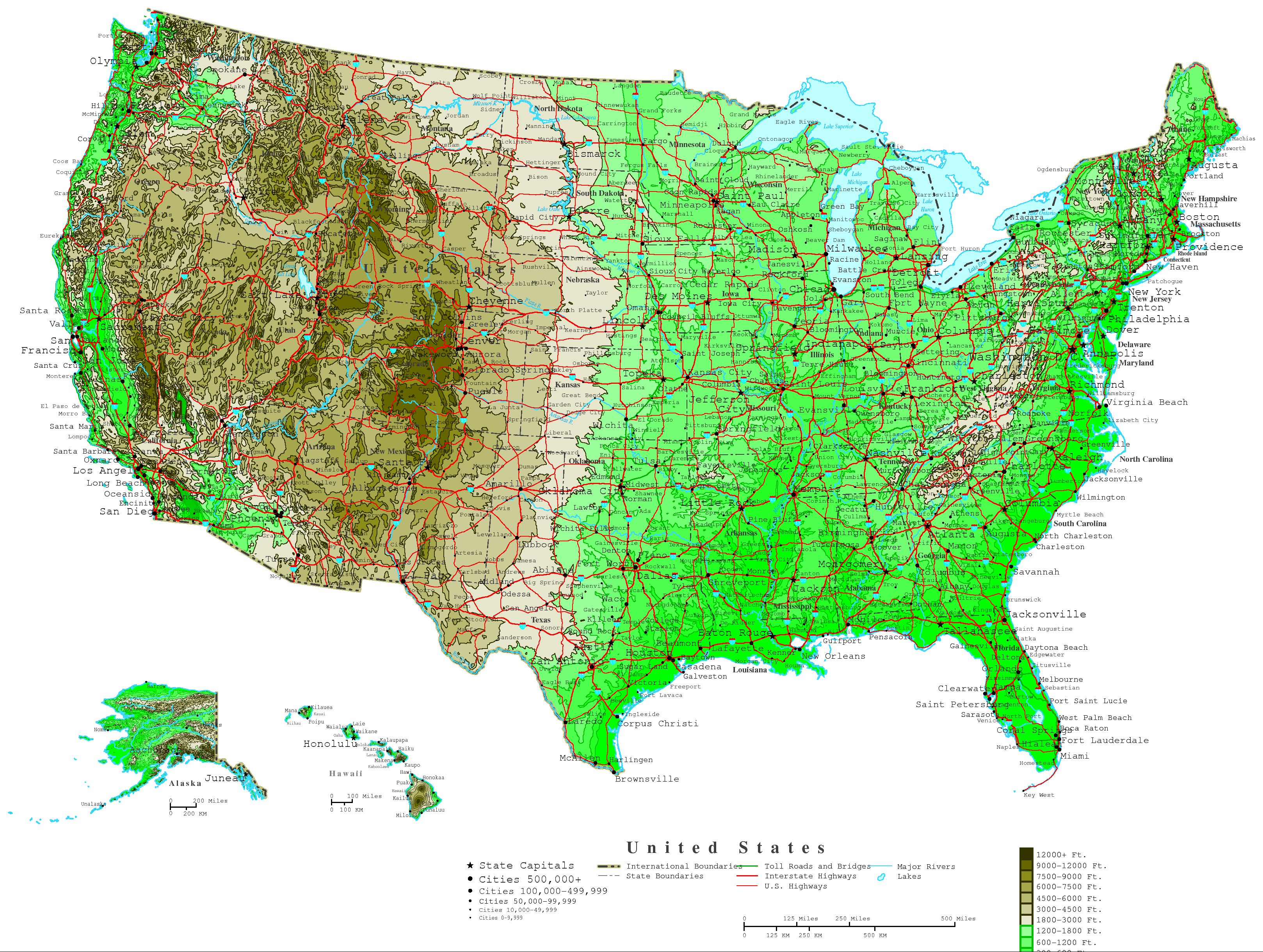 Usa Map With States And Cities Roads