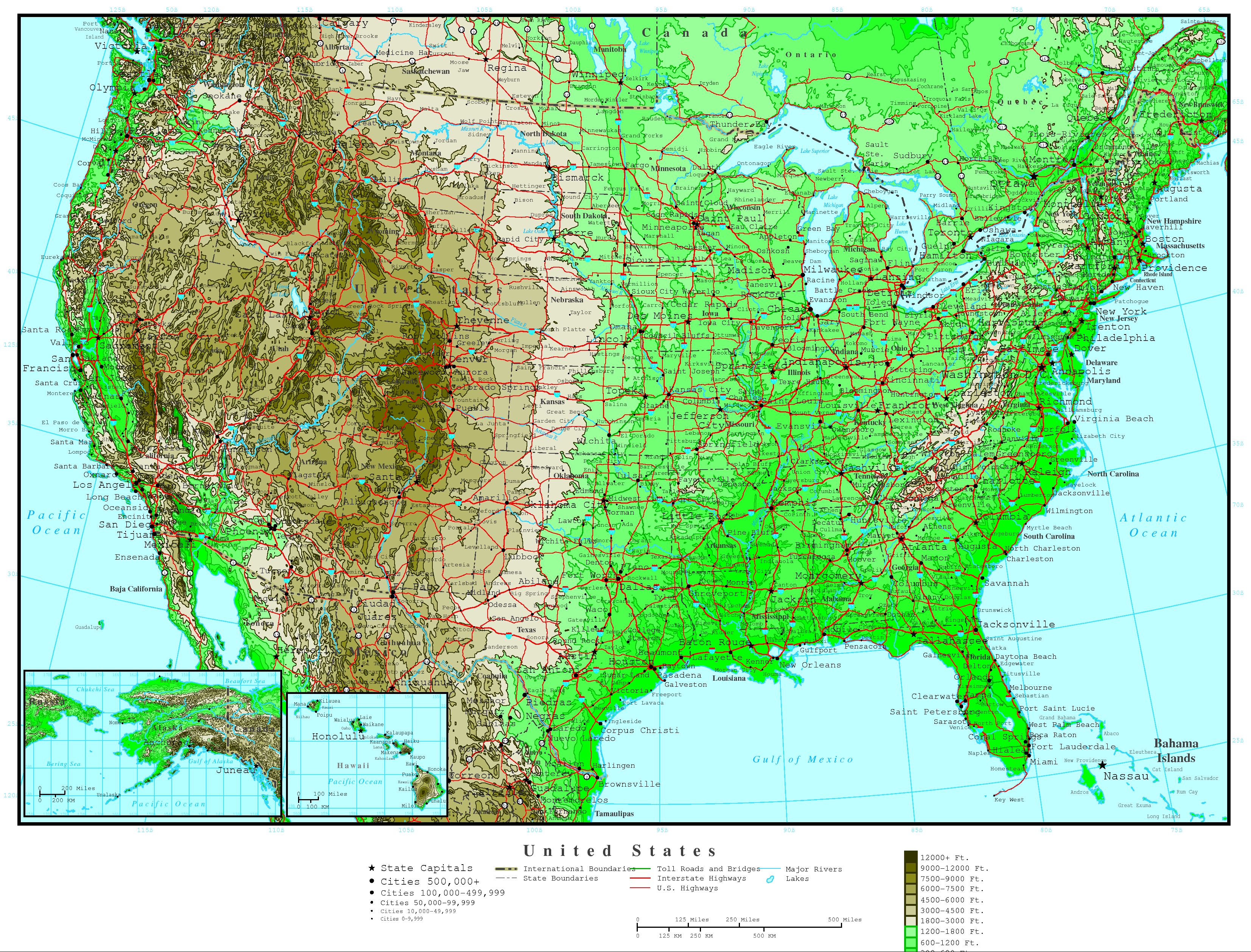 Usa Map With States And Cities Roads