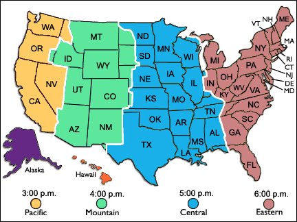 Usa Map With Time Zones