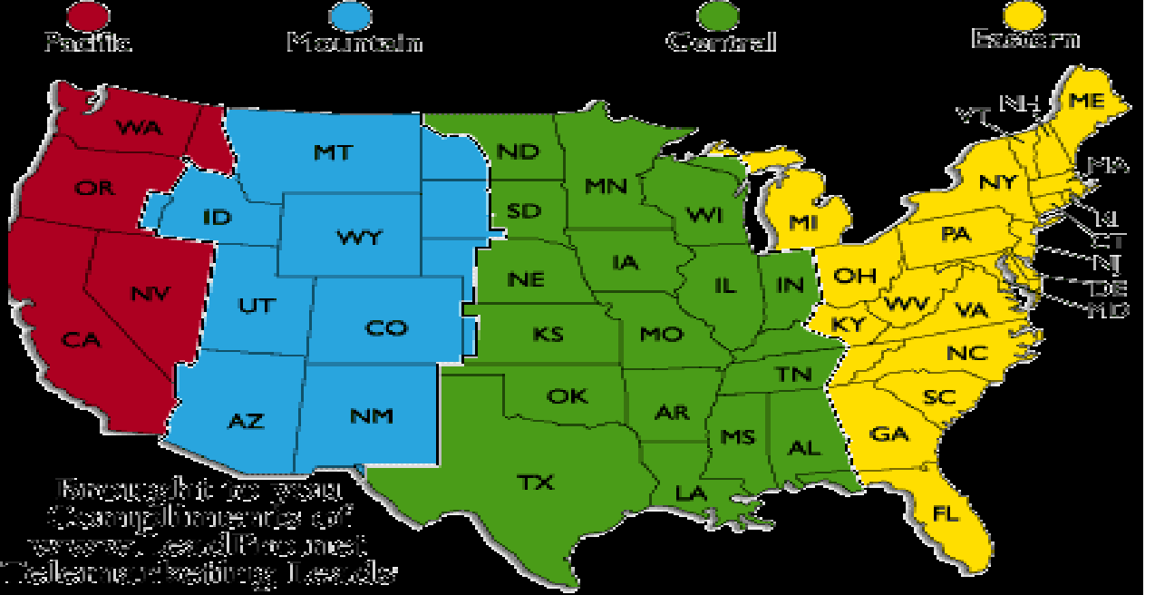 Usa Map With Time Zones