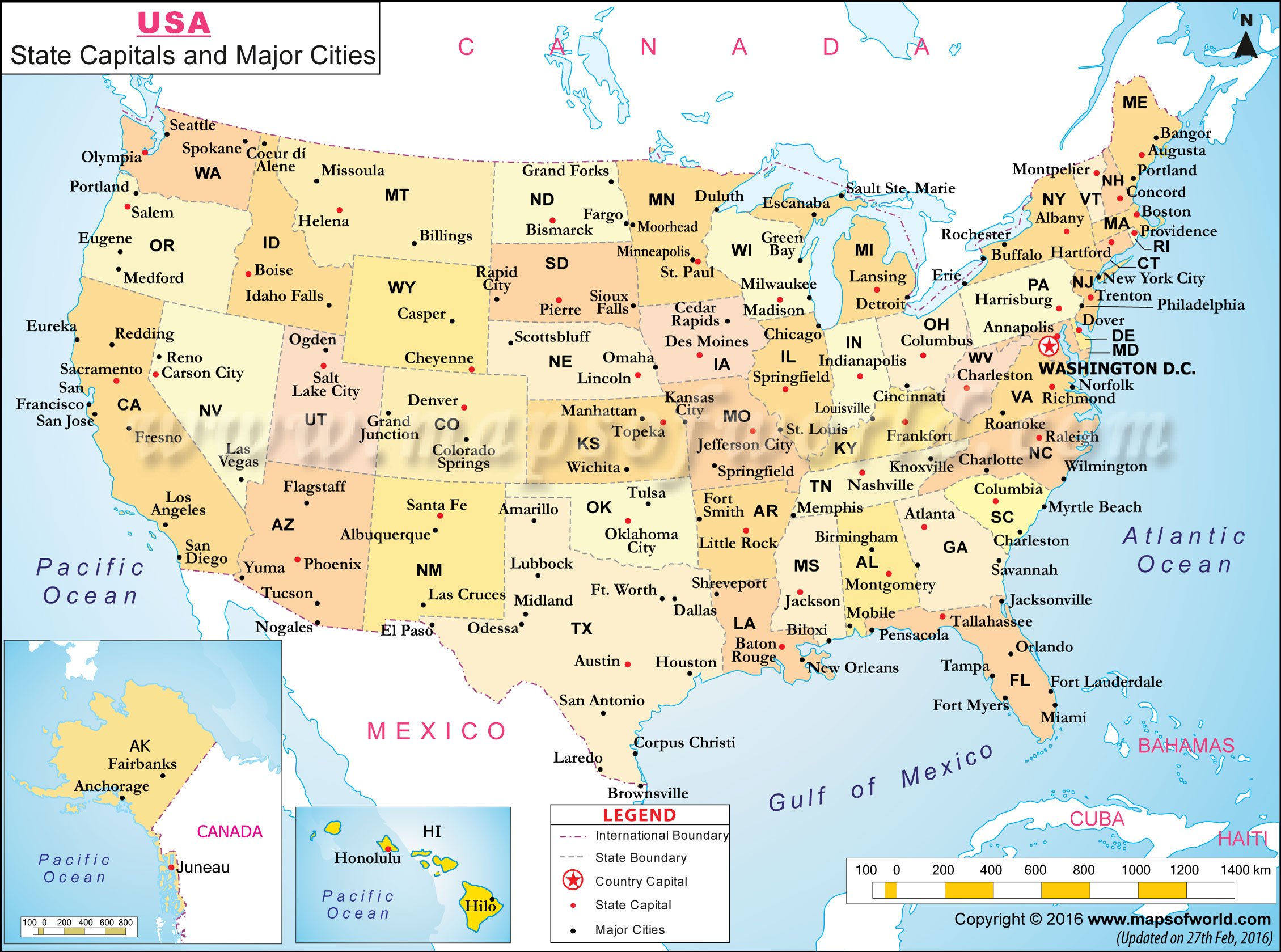 Usa States And Capitals Map