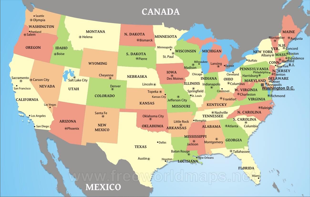 Usa States And Capitals Map