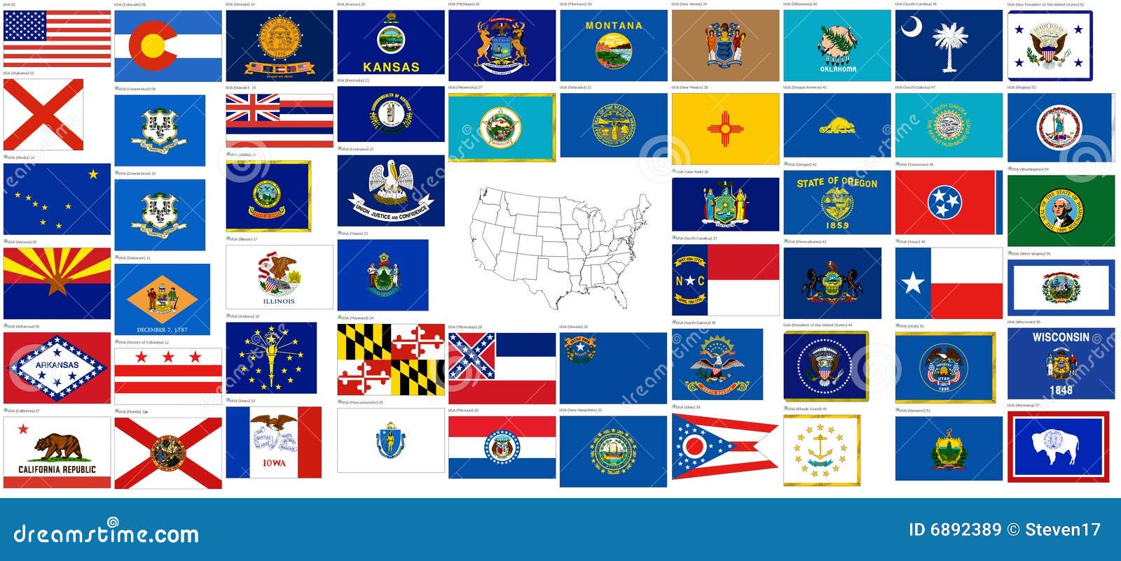 Usa States Flags