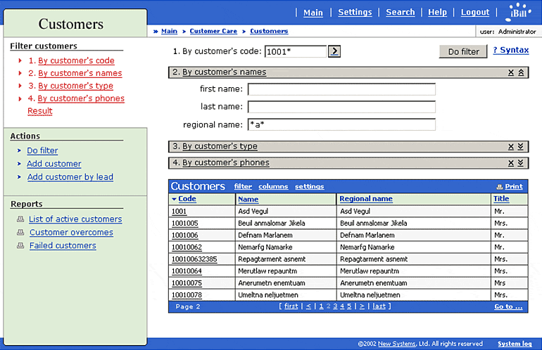 User Interface Examples