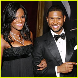 Usher And Wife Kissing