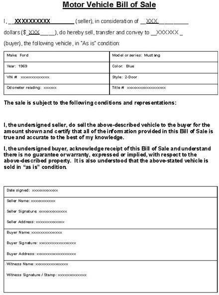 Vehicle Sales Agreement Template