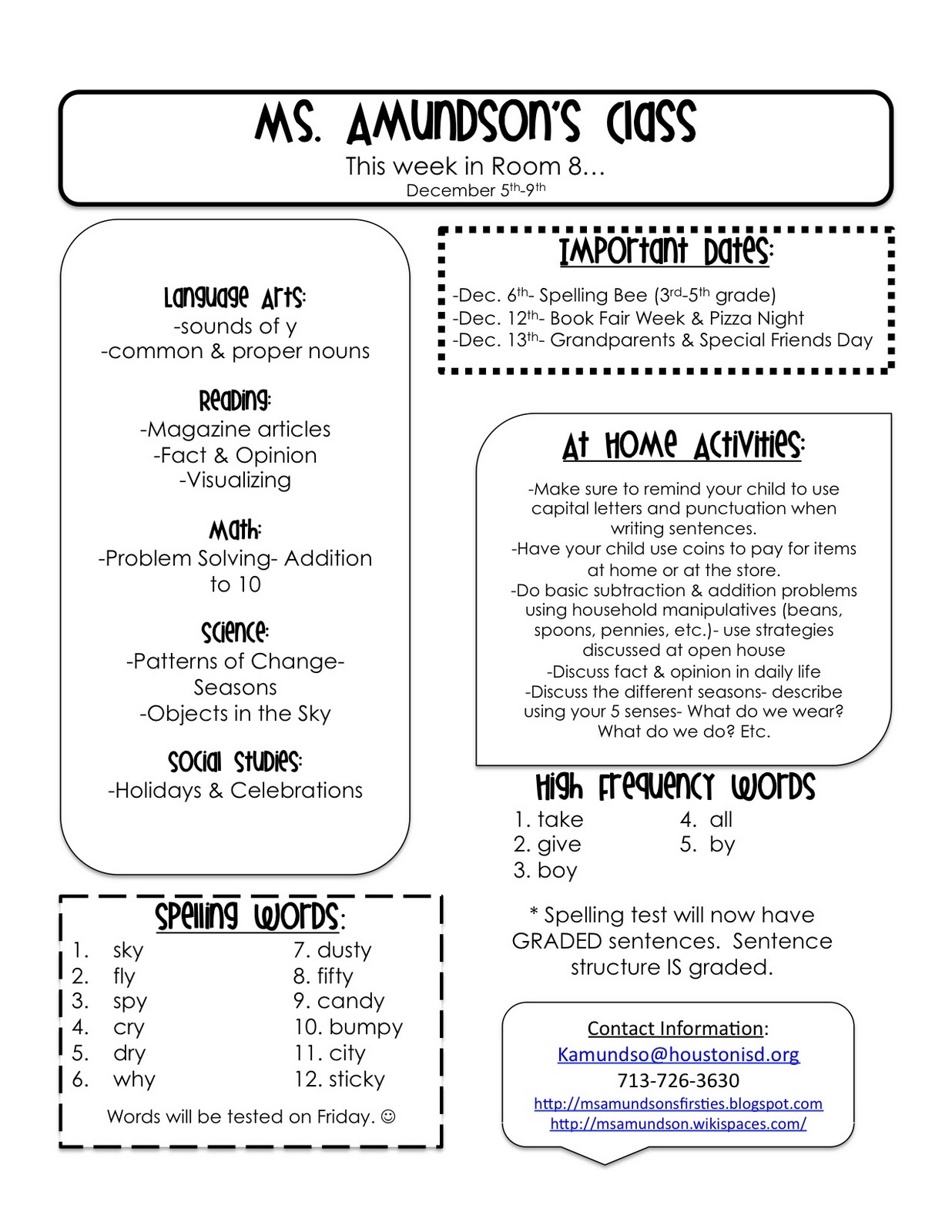 Weekly Newsletter Templates For Teachers