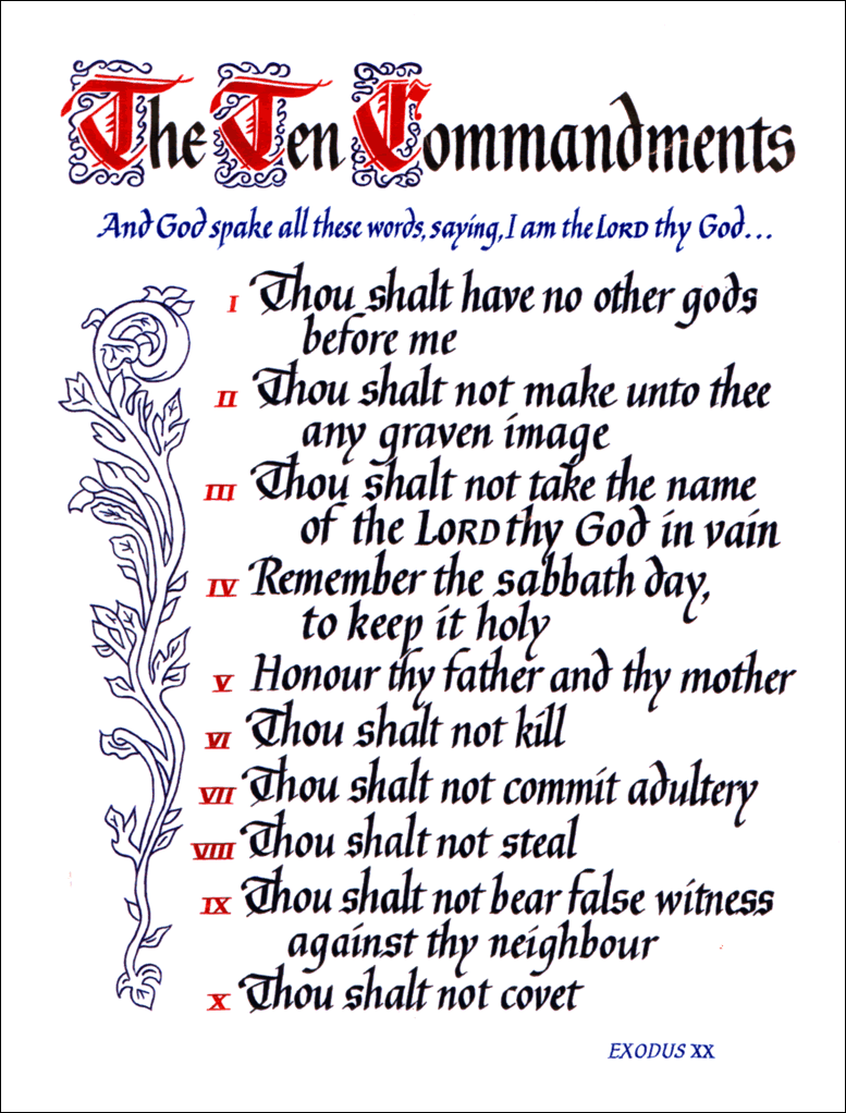 What Are The 10 Commandments In Order For Kids