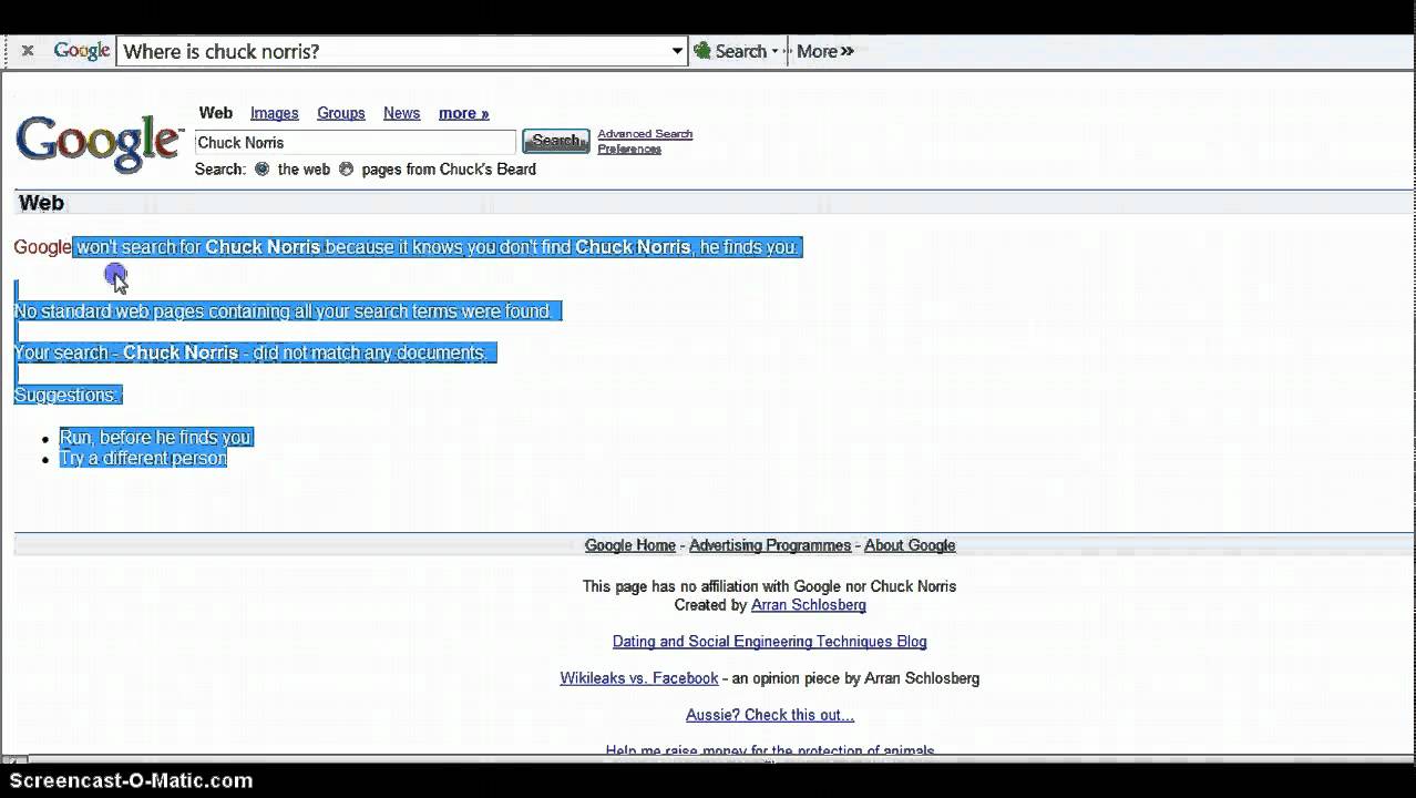 Where Is Chuck Norris Google Trick