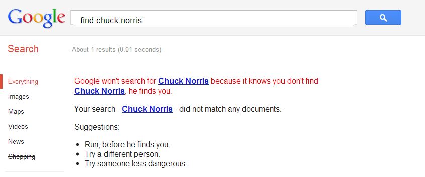 Where Is Chuck Norris Google Trick