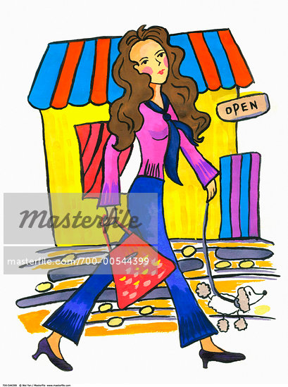 Women Shopping Cartoon