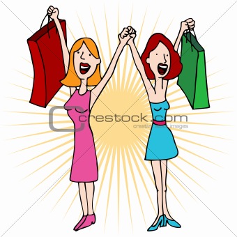 Women Shopping Cartoon