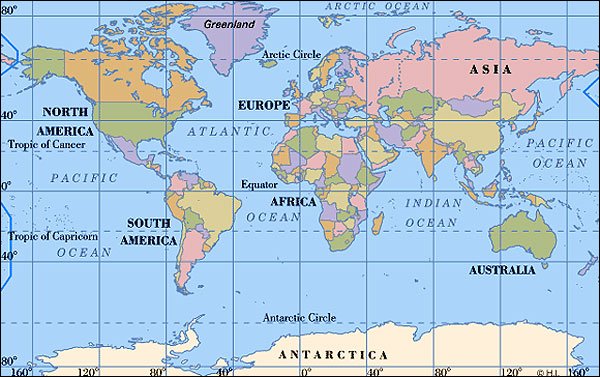 World Globe Map With Latitude And Longitude