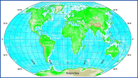 World Globe Map With Latitude And Longitude