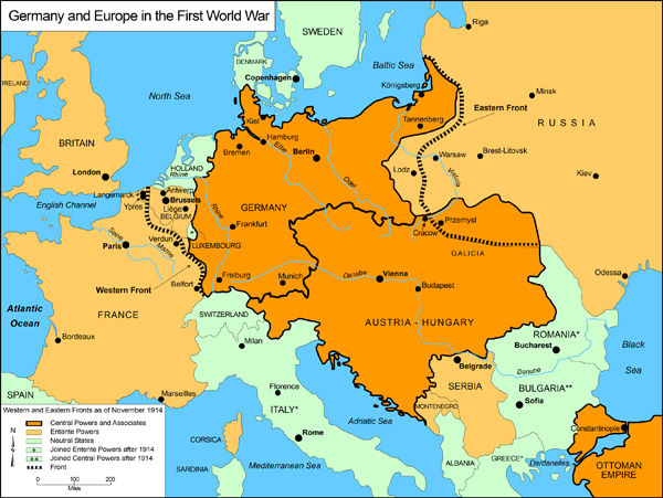 World War 1 Map Of Europe