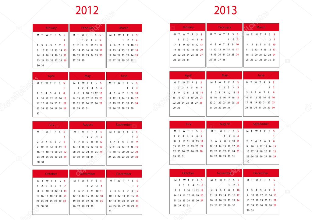 Year Calendar 2012 And 2013