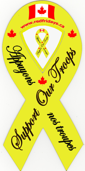 Yellow Support Our Troops Ribbon