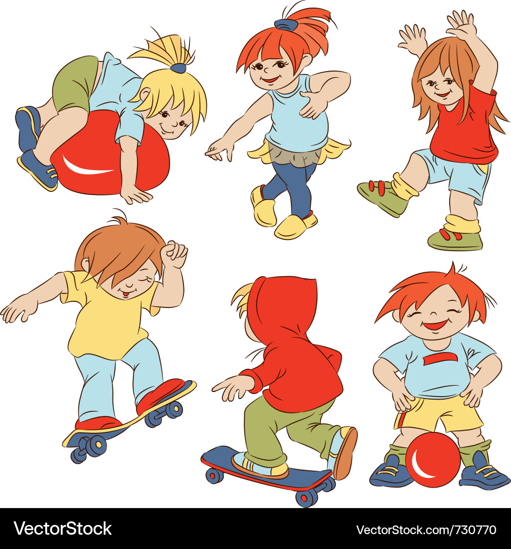 Young Children Playing Cartoon